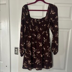 Plum Floral Long Sleeve Dress